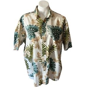 Royal Palm 100% Cotton Tropical Short Sleeve Shirt Retro Vacation Travel Beach